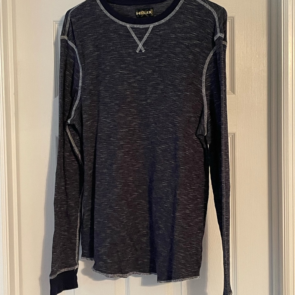 Helix Dark Blue Textured Crew Neck